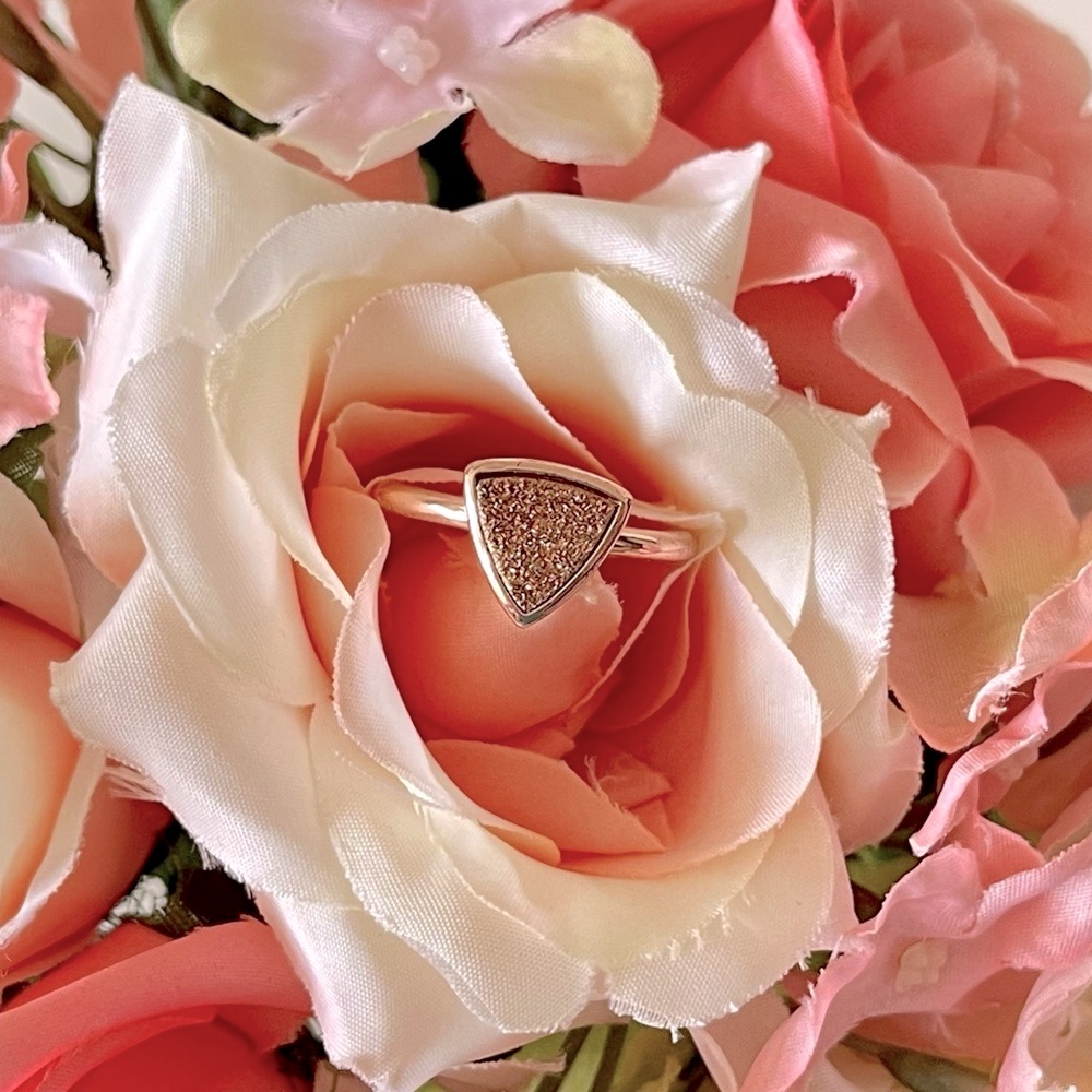 Elegant Rose Gold Druzy Triangle Ring